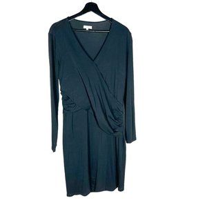 Sundance Black Modal Cotton Long Sleeve Ruched Front Knee Length Dress Medium